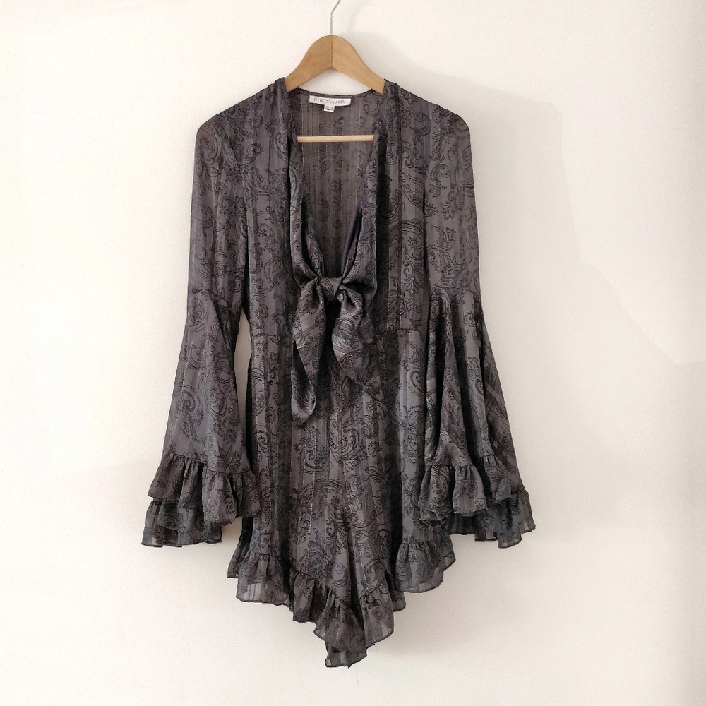 Shona Joy Marea Flared Sleeve Playsuit sz 2 - Picture 3 of 10